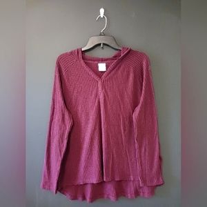 SECRET TREASURES WOMEN'S MEDIUM SIZE 8-10 BURGUNDY LONG SLEEVE TOP